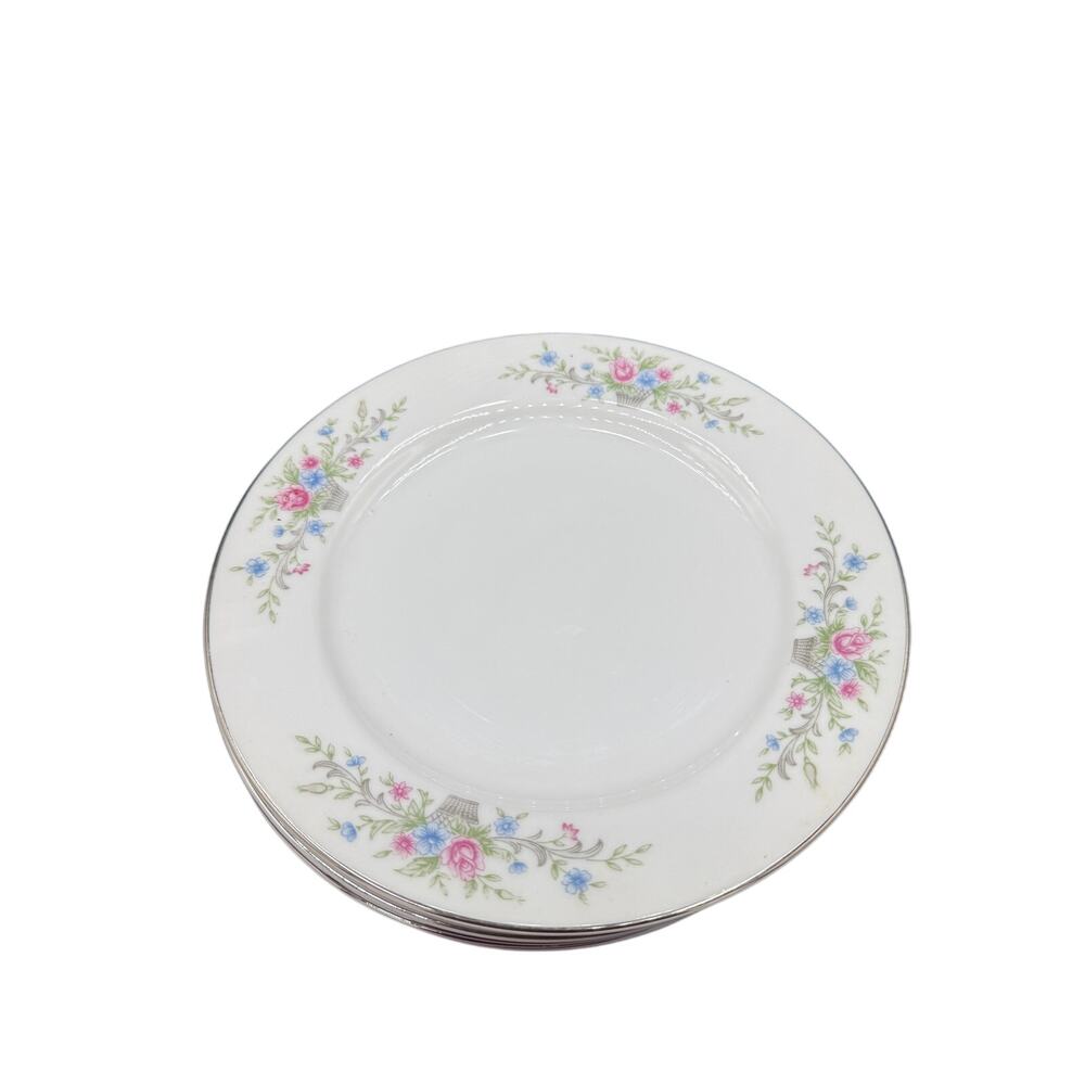set of 6 Vtg Florenteen Fine China Lunch Salad Plates Fantasia Pattern Japan